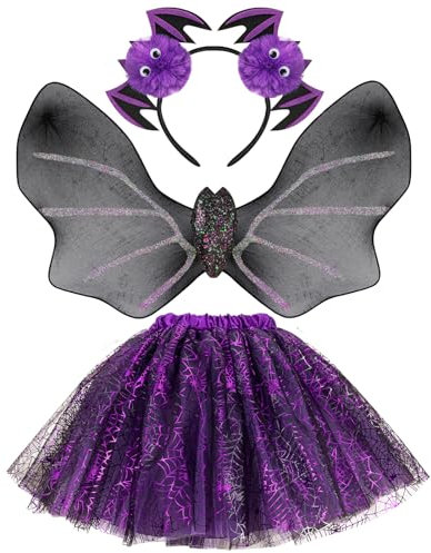 Hifot Costume Halloween Bambina,Ragno Tutu Gonna e Ali Cerchietto Halloween Halloween Carnevale Cosplay per Bambina