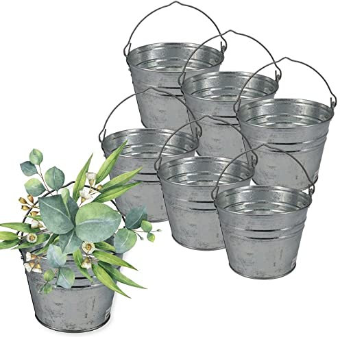 Zinkeimer Blecheimer verzinkt Wassereimer Metall Deko Asche Pflanzen Eimer 5 Liter 3 St.