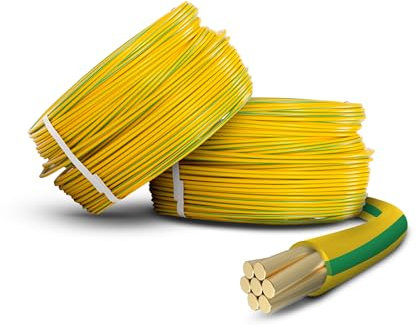 Primes DIY Single Core Conduit Cable 2.5mm Copper Wire Insulated PVC, Stranded Flexible Coil 6491X Electrical Wire, BASEC Approved – Yellow/Green Supplementary Earth(20 Meter), Home Improvement