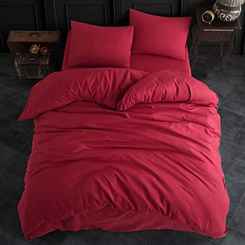 Corredocasa Copripiumino in Puro Cotone Morbidissimo Tinta Unita Dotato di Federa/e Disponibile in una Vasta Gamma di Colori e Per Tutti i Tipi di Letto (Fucsia, Matrimoniale)