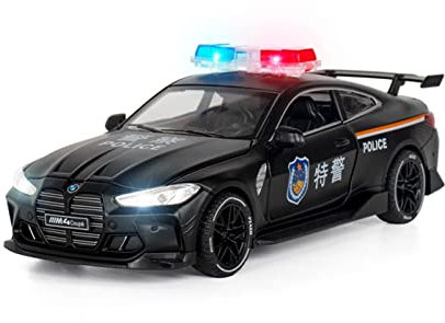 LANUVA 1/32 Für BMW M4 Legierung Hohe Simulation Polizeiauto Modell Spielzeug Handwerk Dekoration Sammlerstück (Color : Schwarz.)