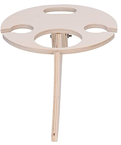NDNCZDHC Tragbarer Strandtisch, Zusammenklappbarer Wein-Picknicktisch, Zusammenklappbarer Outdoor-Tisch Mit Erdspieß, Weinglashalter Für Campingreisen(Holz)