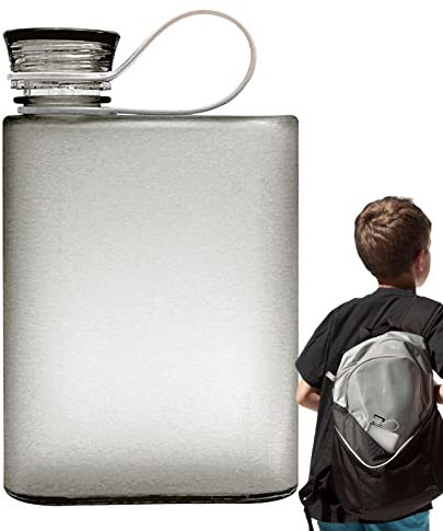 Jimtuze Geldbörse Wasserflasche, 380 ml auslaufsichere, Flache, klare A5-Trinkflasche mit Riemen, Reise-Outdoor-Trinkflasche für Geldbörse, transparente versiegelte Flasche für Aktentasche