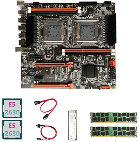 X79 Dual CPU Motherboard + 2XE5 2630 CPU + 2X4GB DDR3 1600Mhz RECC Ram + SATA Cable + Switch Cable + LGA2011 M.2 NVME Baffle