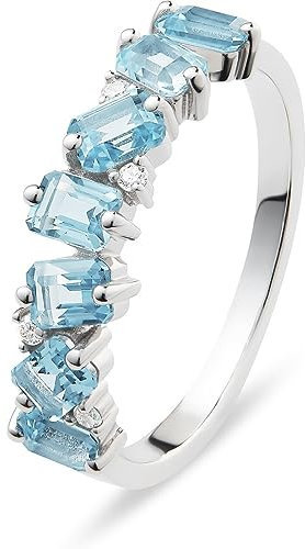 CHRIST Damen-Damenring 585er Weißgold 7 Topas 52 Weißgold 32024824