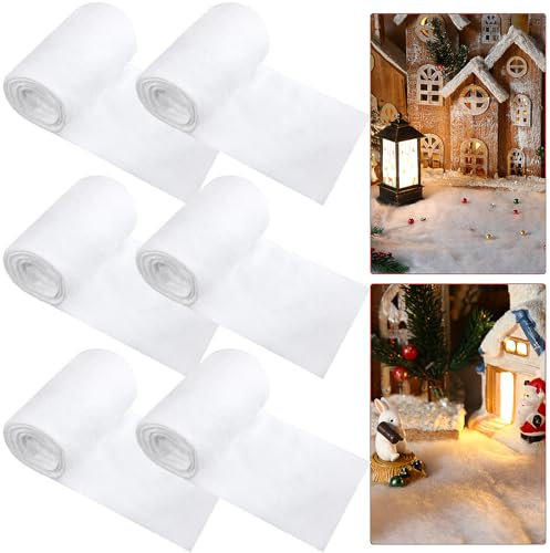 Newwiee 6 Stück 0,8 x 2,4 m Weihnachten Schneedecken Künstliche Schneedecke Schneemann Weihnachtsdekoration für Weihnachten Dorf Hintergrund Dekorationen Party Display