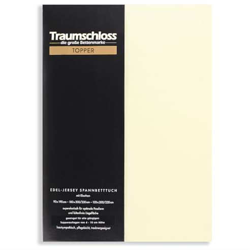 Traumschloss Spannbetttuch »Topper« Mako Baumwolle mit Elasthan | Edel-Jersey | samtweich & angenehm zur Haut | Natur | 90-120x200-220cm