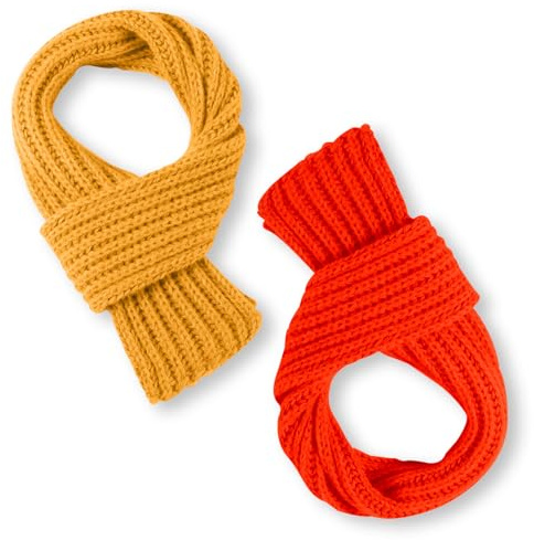 2st Barnhalsduk, Små Stickade Halsdukar Vinterhalsvärmare Vinterkläder Klädsel för Småbarn Pojkar Flickor Barn i Kallt Väder (Ingfära, Ljus Orange)