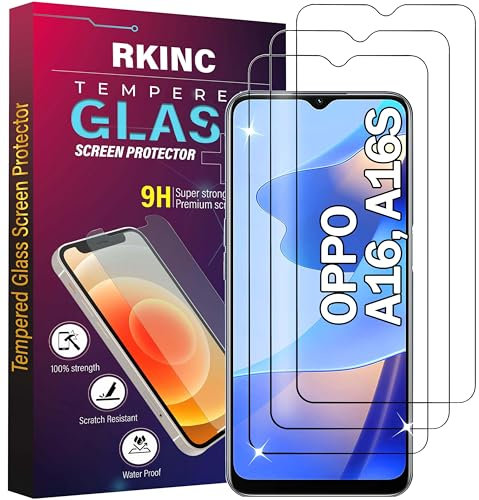 RKINC 3 Stück, Panzerglas Schutz Glas für Oppo A16 (6,52), A16s, Panzer HD Displayschutzfolie, 0,33 mm kratzfest, splitterfrei, blasenfrei, lebenslangeGarantie