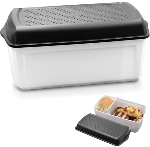 Panera, Panera Con Orificio De Ventilación, Panera De Gran Capacidad, Tapa De Pan Apto Para Alimentos, Negra, Sin Bpa, Los Productos Horneados Se Mantienen Frescos Por Más Tiempo (33,5*17,5*15,5cm)