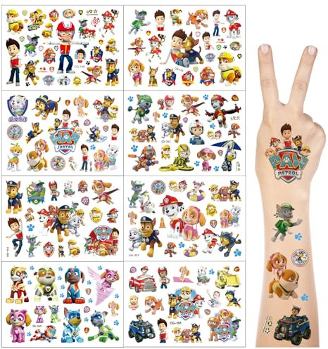 8 Bögen Temporärer Kindertattoos, Tattoo Kinder Jungen Mädchen, Geburtstagsdeko Mitgebsel Kindergeburtstag gastgeschenke Geburtstag Deko