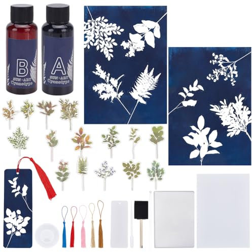 WEBEEDY 30 Bögen Cyanotypie Papier Blätter Sonnen-Druck Papier Set, Eine Hochsensible Sonnenpapier-Natur-Sonnen-Druck-Kit, Sonnenkunstdruckpapier Für Kunsthandwerk-Anfänger DIY-Projekte