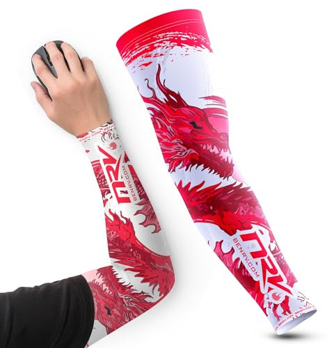 NRV Manchette de Compression Gaming - Edition Dragon - Améliorez Votre Performance eSport (Rouge, L)