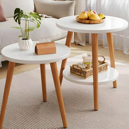 Table de Cocktail Moderne à 3 Pieds, Table Basse Ronde Moderne, Petite Table Basse, Petite Table Ronde, canapé, Balcon, Petite Table économique, étagères Blanches Non incluses