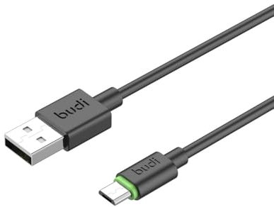 Budi 1m/3ft USB-A to Micro USB Charge/Sync Cable - 2.4A Fast Charge Charging Durable Plug Electronic Cellphone Smartphone Charger Mobile