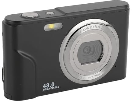 Digitalkamera, FHD 1080P Barnkamera med 2,4 Tums IPS-skärm, Batteri, 16X Zoom Anti Shake, 48 MP Kompakt Bärbar Liten Point Shoot-kamera för Barn Tonåring Flicka Pojke (Svart)