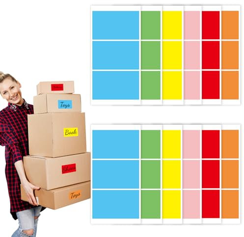 72 Pcs umzugsetiketten, 100 X 60 mm Rechteckfarbe aufkleber umzugskartons Umzugsaufkleber Bunt für Kartons Farbkodierungsetiketten etiketten umzug für Umzugs-Haus-Aufkleber (10 * 6cm)(Rechteckig)