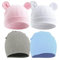 HEOXIN Baby Kinder Mütze 4 Stücke, Niedlich Beanie Mütze Hüte, Bärenohren Babymütze Neugeborene Herbst,Winter Mütze Hüte für 0-12 Monate Baby Mädchen Junge Unisex, Einheitsgröße