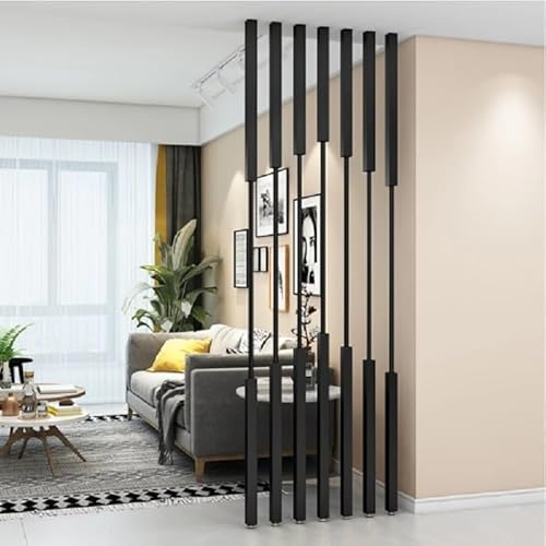 Elitix 8 Pack Room Divider Partition Post Wooden Slats, Decorative Wall Mount Vertical Shelving Unit Modern Column Shelves, 2 to 10 Ft Privacy Partition(Black,140cm(4.5ft))