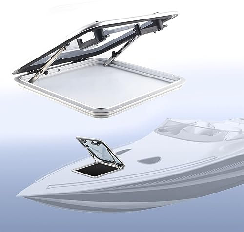 Brilluxa Boat Porthole Window, Square Anodized Aluminum Deck Hatch, Heavy-Duty Waterproof Portlight for Marine, Yacht, RV