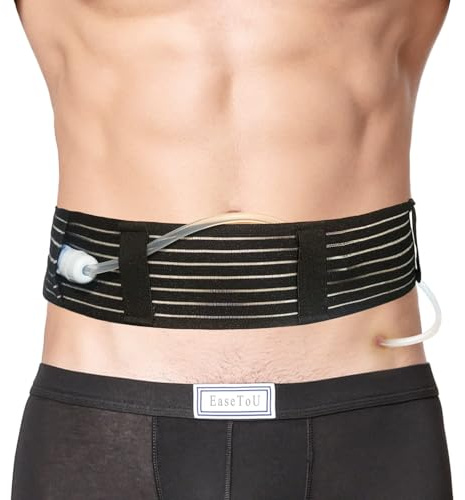 AQUASHIELDING Atmungsaktiver Gürtel für die Peritonealdialyse, PD-Katheterhalter mit G-Schlauch, Tasche für die Ernährung, Peg-Schlauchabdeckungen, Zubehör zur Bauch-Magen-Fixierung,L