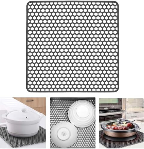 HhBdy Spülbeckeneinlage Silikon Spülbeckenmatte 26.5×26.5cm Zusammenklappbar rutschfeste SpüLbeckenmatte Silikon Spülbeckeneinlage Eckig für Obst und Gemüse Schutz für Spülbecken Sink