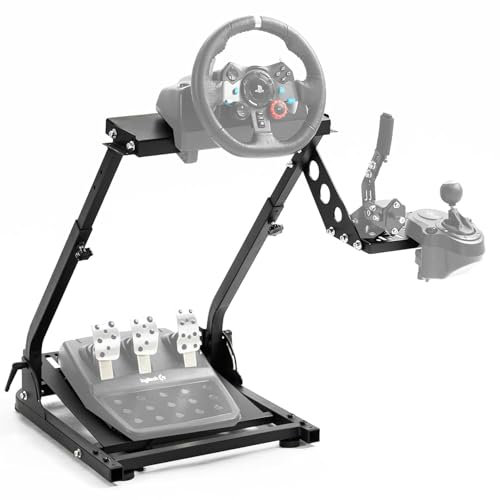Dardoo Racing Lenkradständer mit größerem Schalthebel passend für Logitech,Thrustmaster,Fanatec G25,G27,G29,G920,G923 PC Xbox PS4 Plattformen Gaming Racing Simulator Lenkradständer faltbar ohne Radped
