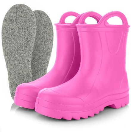 3Kamido GoSplash Stivali di gomma per bambini - stivali di gomma molto comodi in schiuma EVA leggera per bambini e bambine belli robusti impermeabili con maniglia per indossarli facilmente antiscivolo