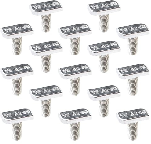 Hammerkopfschrauben 15pcs M8x20, Edelstahl A2-70, Langlebige Rostfreie Schrauben, Nut 8 Profil Befestigung, Robustes Gewinde für PV Solar Montageschienen Gewächshaus und Photovoltaik