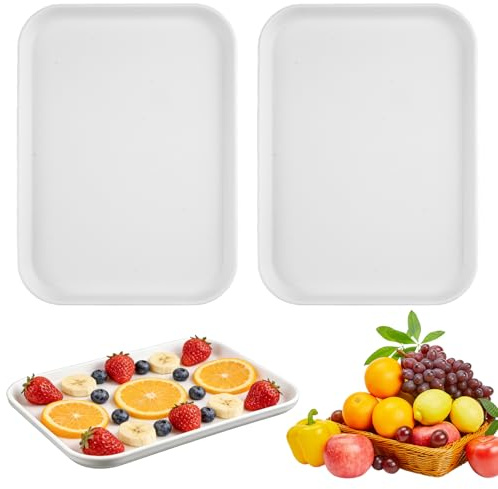 2 Stück Rechteckig Kleines Tablett, Tablett Kunststoff Rechteckig, Serviertablett Kunststoff, Tablett Plastik, Kunststof Servierplatte, für Restaurant Café Küche