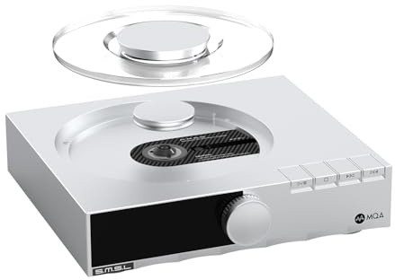 S.M.S.L PL200T CD Player MQA-CD Digital Turntable Hi-Fi Decoder 32bit/768kHz DSD512 Optical/Coaxial/I²S/AES Output Professional Clock Input Home/Studio Audio System (Silvery-PL200T)