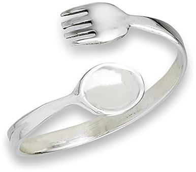 925 Sterling Silver Open Adjustable Fork Spoon Utensils Ring Thumb Band Women Everyday Ring_10
