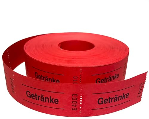 Rollen-Gutscheine/Wertmarken Aufdruck Getränke (Rot, 1000 Abrisse)