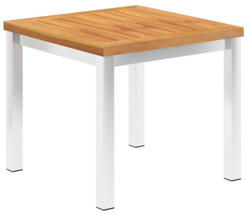 Owoxanthellate Gartentisch Beistelltisch Massivholz 45x45x38 cm Akazie Teakoptik Rostfreier Edelstahl 304 Modern & Langlebig als Balkontisch Campingtisch für Garten Terrasse Balkon