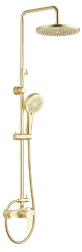 Colonne de Douche Mécanique Edouard Rousseau DEVA - Tête Ø 250 mm - Douchette 3 Jets - Barre Réglable - Mitigeur Mécanique - 3 Coloris disponibles (Or)