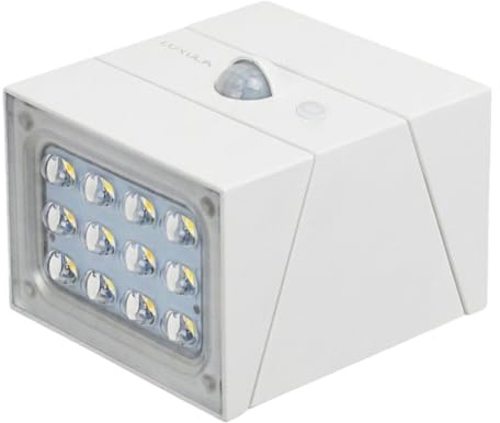 LUXULA 4 Stück LED Solar Wandleuchte außen Weiß Bewegungsmelder | mit Bewegungsmelder, IP65 wetterfest, drehbar, 3 Lichtfarben 3000K 4000K 6000K, Solar Außenbeleuchtung für die Wand