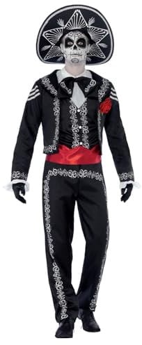 Smiffys Kostüm Tag der Toten Señor Ossa, mit Jacke, Hose, Hemdteil und Hut Halloween