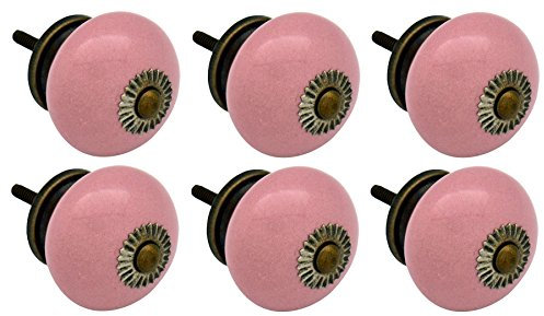 Nicola Spring Round Ceramic Cabinet Knobs - Pink - Pack of 6