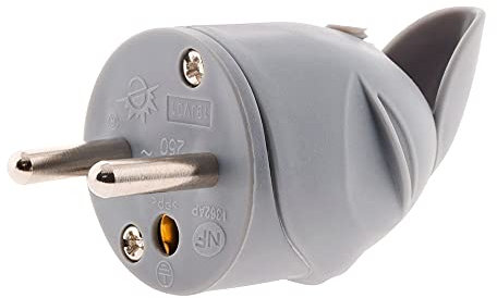 Zenitech - Ficha Macho En Ángulo 16A 2P+T - Compatible Con Enchufes Europeos - Material Duradero Para Uso A Largo Plazo - Ideal Para Hogar Y Oficina - Gris - 1,5m