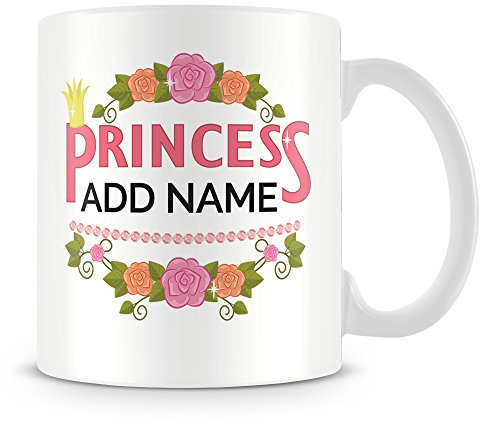 MUGGZ Pink Princess Personalised Mug with Name - Gift for Girl (Customise with Name)