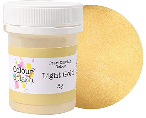 COLOUR SPLASH Pearl Food Colouring Dusts, Lustre Dust for A Pearlescent Finish to Cake Surfaces Or Decorations, Create A Rainbow Cake Kit with an Assortment of Glistening Colours - Light Gold 5g