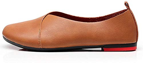 MatchLife Damen Mokassins Maedchen Freizeit Flach Pump Halbschuhe Einfache Chuhe Braun EU42/Asian43