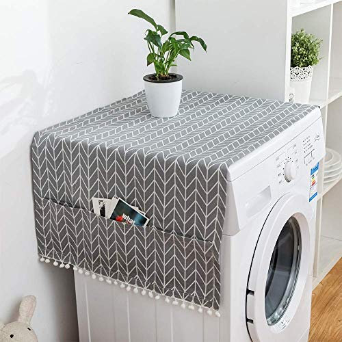 TXYFYP Washing Machine Cover with Zip Closure for Washing Machines with Front Load Protective Cover for Washing Machine Beige with White Hearts Design