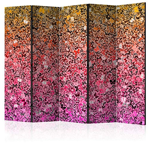 decomonkey Paravent Raumteiler Innen Schmetterling 225x172 cm 5 Teilig Einseitig Room Divider Wall Raumteiler Stehend Trennwand Sichtschutz Spanische Wand Sichtschutzwand Wohnzimmer Holz Ornament