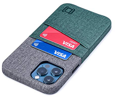 Dockem Luxe M2 Funda Cartera para iPhone 12 Pro MAX: Funda Tarjetero Slim con Placa de Metal Integrada para Soporte Magnético: [Verde y Gris]