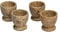 Set of 4 Beige Fossilstone Himalayan Marble Egg Cups - Hand Carved