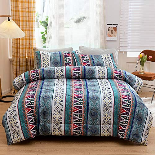 4 Jahreszeiten Bettdecke 155x220 3 Teilig Bunt Set Boho Muster Steppbettdecken Tagesdecke Atmungsaktive Ganzjahresdecke Schlafdecke Weiche Kuschelige Sommerdecke Winter Quilted Microfaser Steppdecke