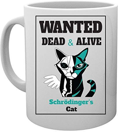 Wanted Schrodingers Cat Kaffeebecher Tassen Mug Cup