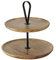 Cesta de frutas decorativa de madera y metal de 2 pisos