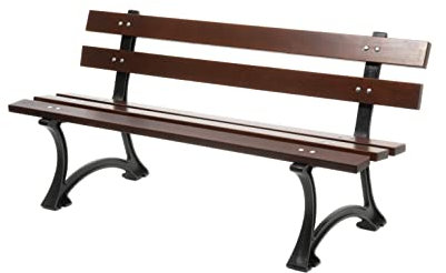 Sellon24® Parkbank Gartenbank Gusseisen Holz Palisander Gestell Gartenmöbel Sitzbank 0116